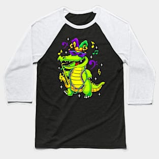 Cute Mardi Gras Alligator for Kids or Adults Baseball T-Shirt